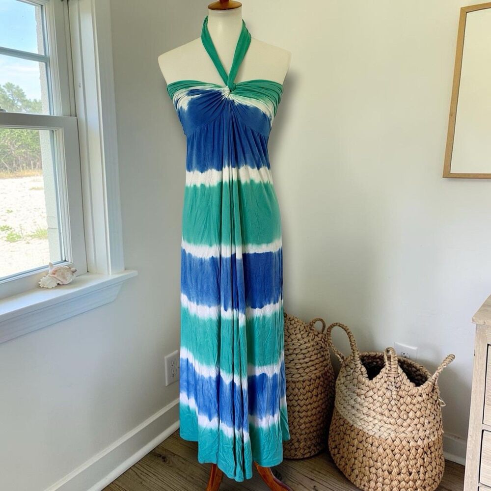 Women's VS Victoria's Secret Bra Top Tie Dye Halter Maxi Dress Cutout M Medium